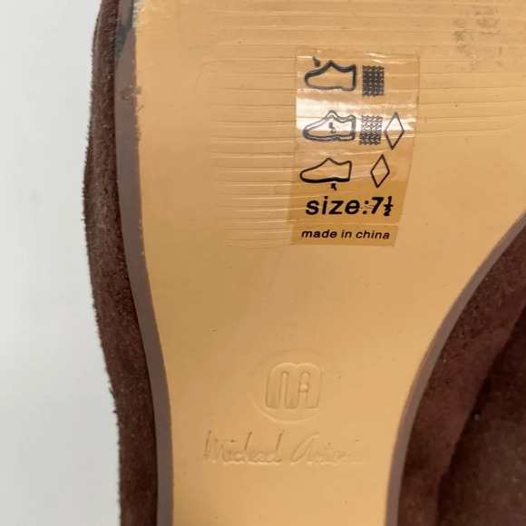 Michael Antonio Brown Suede Peep Toe Platform Heels - Picture 9 of 13